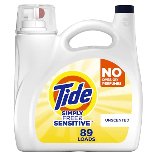 Tide Simply Liquid Laundry Detergent, Free & Sensitive, 89 Loads, 117 oz, Tide Liquid Laundry Detergent, Laundry Soap