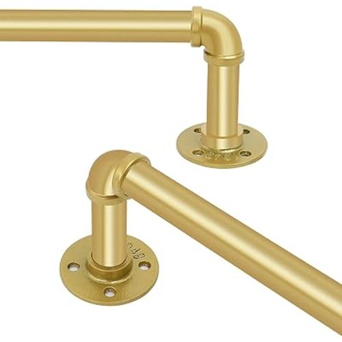 Curtain Rods for Windows 28-48", 1 Inch Industrial Gold Curtain Rod, Adjustable Wrap Around Indoor/Outdoor Room Divider Rod,30-48"
