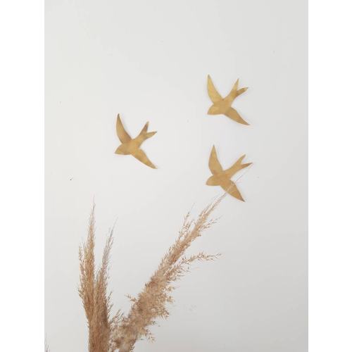 Brass wall swallow, metal bird decor, baby and kids room decor