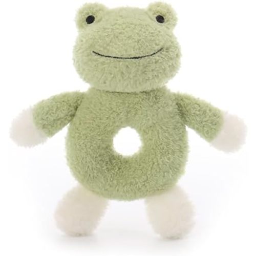 Apricot Lamb Baby Frog Soft Rattle Toy, Plush Stuffed Animal for Newborn Soft Over 0 Months (Frog, 6 Inches)