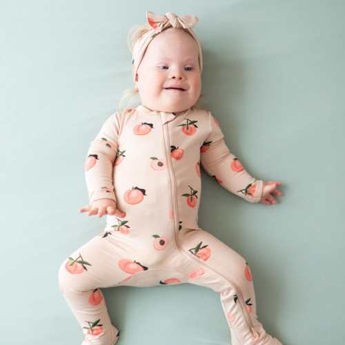 Zippered Footie in Peach