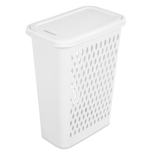 Sterilite Slim Laundry Hamper, White, 19 1/2" x 12 1/4" x 24 1/2"