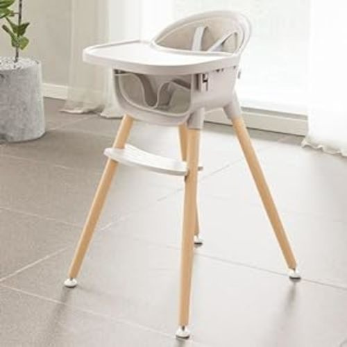 Fodoss 3-in-1 Wooden High Chair for Babies and Toddlers,Convertible Easy Clean Infant Highchair,Silla Modern Design para Comer De Bebe - Elegant Beige
