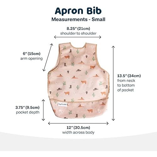 Tiny Twinkle Mess Proof Baby Bib - Waterproof Toddler and Baby Apron Bib - Machine Washable - PFAS and BPA Free