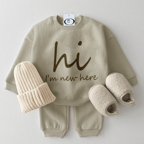 HI IM NEW HERE Baby 2-Piece Casual Set MiniOlie.com