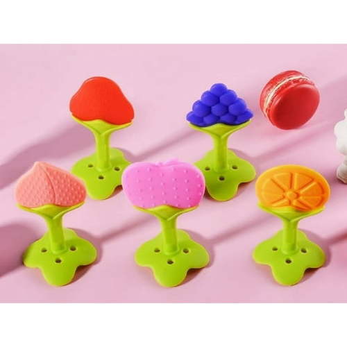 5 Pack Baby Teething Toys for Newborn Infant, BPA Free Freezer Safe Silicone Fruit Baby Teethers Soothe Babies Gums Set for Babies 0-6 Months 6-12 Months