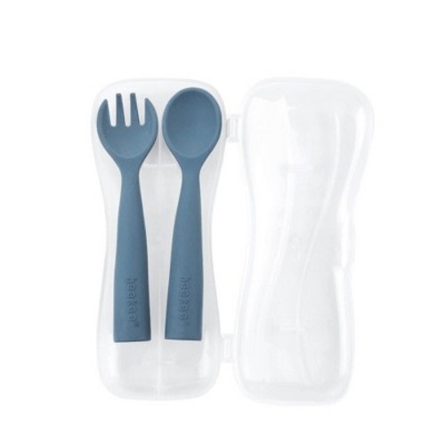 Haakaa Bendy Silicone Cutlery Set Bluestone