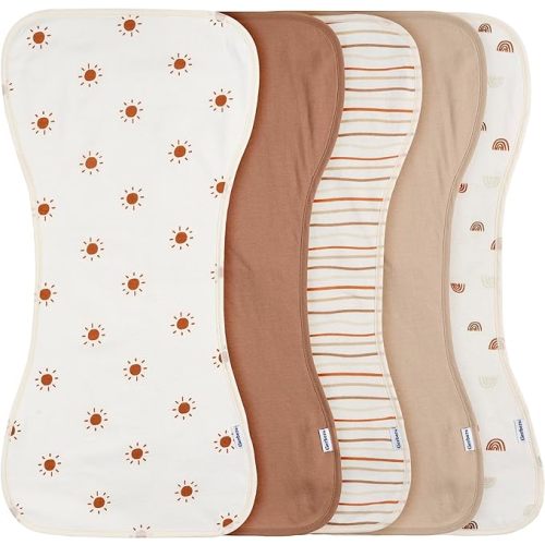 Gerber Baby Unisex Burp Cloths 5-Pack, Rust Tan, Size 10.5" x 21"