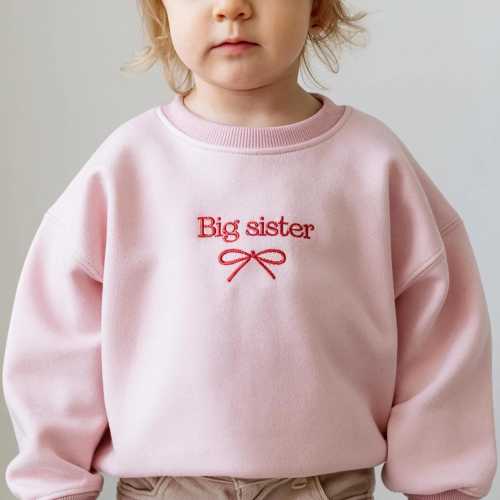 Embroidered Pregnancy Announcement Big Sister Sweatshirt, Sibling Sweatshirt, Custom Embroidery, Pregnancy Announcement, Newborn Photos