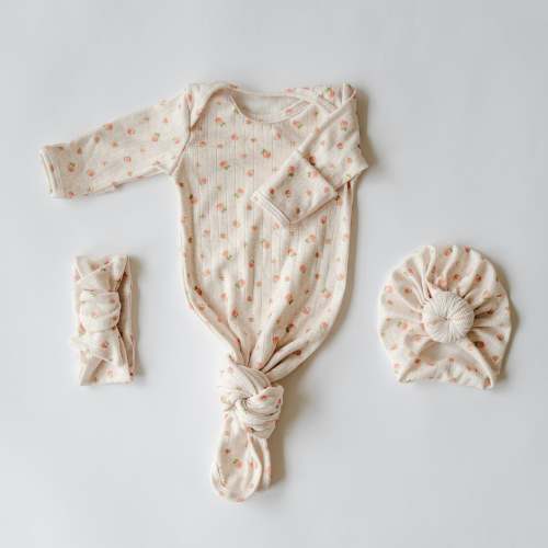Sleeper and Headwrap Set in Peachy Keen