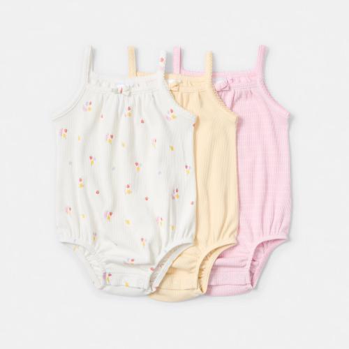 3 Pack Sleeveless Ribbed Bodysuit - Kmart