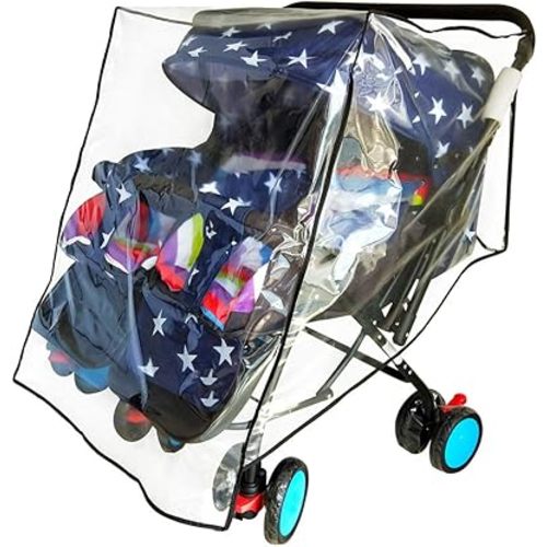Weather Shield for Double Stroller Raincoat Universal Size Side by Side Baby Umbrella Stroller Rain Cover Scooter Twin Wind Shield Waterproof Jogger City