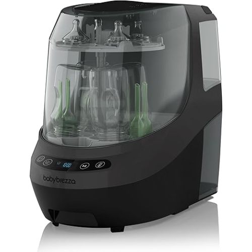 Baby Brezza Bottle Washer Pro - Baby Bottle Washer, Sterilizer + Dryer - All in One Machine Cleans Bottles, Pump Parts, & Sippy Cups - Replaces Hand Washing, Bottle Brushes and Drying Racks, Charcoal