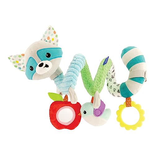 Infantino Spiral Activity Toy - Textured Play Activity Toy for Sensory Exploration and Engagement, Ages 0 and Up, Blue Raccoon