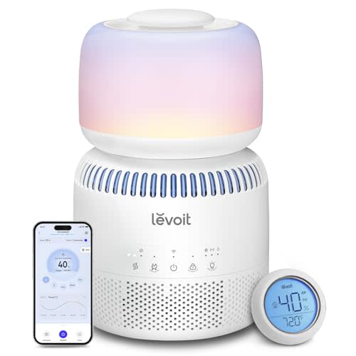 LEVOIT Evaporative Humidifiers for Bedroom Baby, Dual Air and Water Filters, Separate Sensor, Blue Light Free for Nursery Nightlight, Auto Dry, Smart Control & Alexa, Auto Mode, 3.8L Tank for 36H