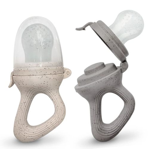 KIDSco. Baby Food Feeder Pacifier Set 2 pcs | Baby Fruit Feeder Teething Pacifier | Food Grade Silicone Infant Food Feeder for Babies | BPA Free | 2 Extra Silicone Nipples