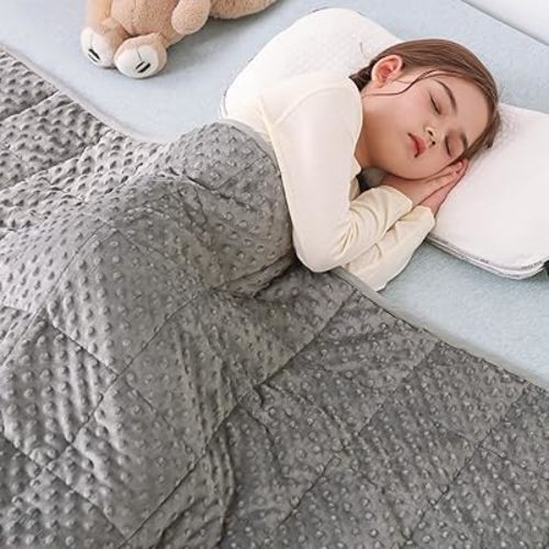 Sivio Weighted Blanket 5 Pounds,Heavy Blankets for Bed, Dual Side Soft Minky and Breathable Weighted Blanket, 36"x 48" Grey