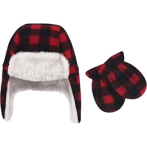 Hudson Baby Unisex Baby Fleece Trapper Hat and Mitten Set