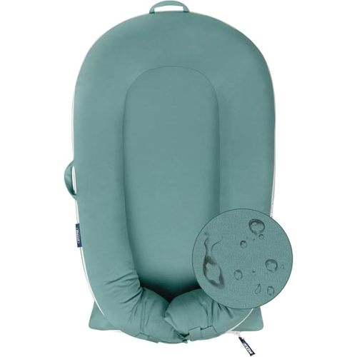 Organic Replacement Cover with Waterproof Pad | Premium Quality Spare Cover Certified Organic Cotton | [Fits Dockatot Deluxe + Docks] (Cover Only) (Sage Green, Waterproof Organic Cotton)