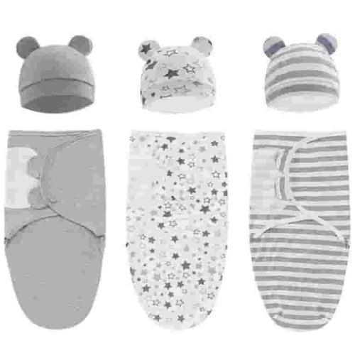 3-Pack Organic Baby Swaddle Sleep Sacks - Newborn Swaddle Sack - Ergonomic Baby Swaddles 0-3 Months (Grey)