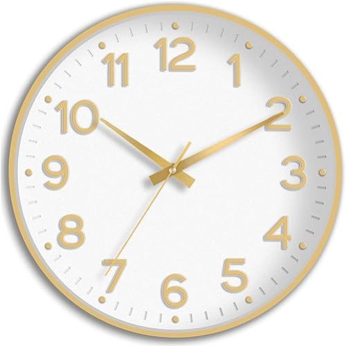 Roymnie Wall Clock, Silent Wall Clocks Battery Operated 8 Inch-Modern Non Ticking Analog Clock Decorative for Kitchen Office Bathroom Bedroom(Gold)