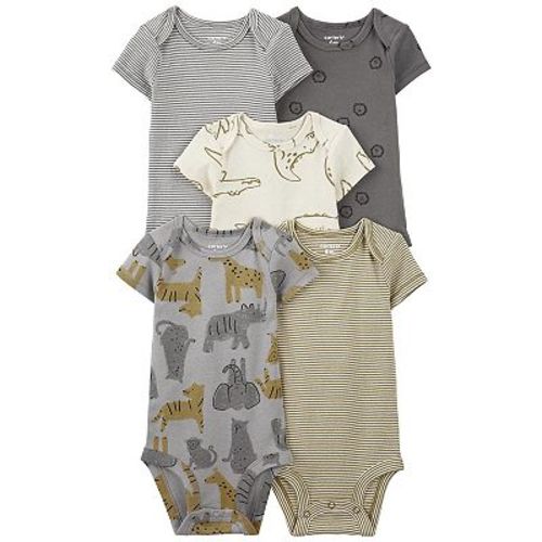 Baby Carter's 5-Pack Animal & Stripes Print Short Sleeve Bodysuit Set