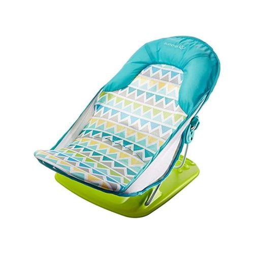 Summer Deluxe Baby Bather (Triangle Stripes) – Bath Support for Use in the Sink or Bathtub – Includes 3 Reclining Positions