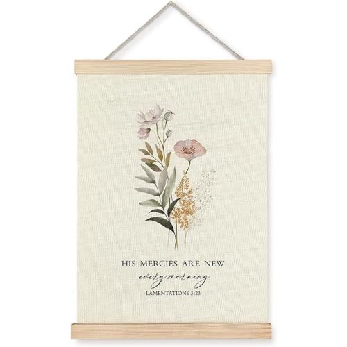 Supwhd Christian Wall Decor for Bedroom Living Room Office, His Mercies are New Every Morning Christian Wall Art Framed 12x16