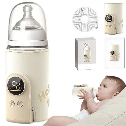 2025 Upgrade Portable Bottle Warmer for Travel, 6 Temp Milk Warmer with Smart Temperature Control & Night Light, Rapid Warming, Long-Lasting Warming up to 5-8H, for Breast Milk (6000mAh)