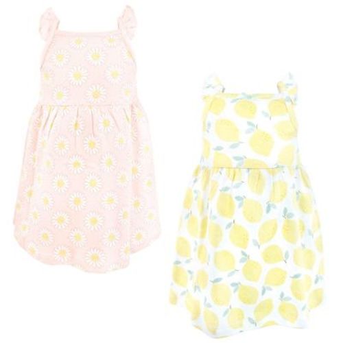 Hudson Baby Infant Girls Cotton Dresses, Lemon Daisy, 6-9 Months