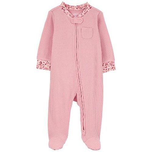 Baby Girl Carter's Floral Trim 2-Way Zip Thermal Textured Sleep & Play Pajamas