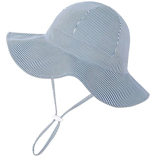 Baby Girl Sun Hat Summer Beach Hats with UPF 50+ Toddler Infant with Wide Brim Strap Outdoor Bucket Hat