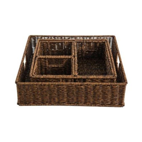WeThinkStorage Set of 5pc Storage Bins Resin Rattan
