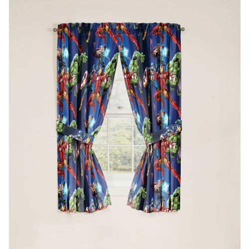 Marvel Avengers Blue Circle Blue Drapes, Two Panels Included, Kids Superhero Decor