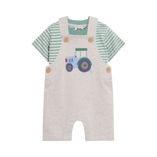 Shirt & Tractor Appliqué Overalls Set