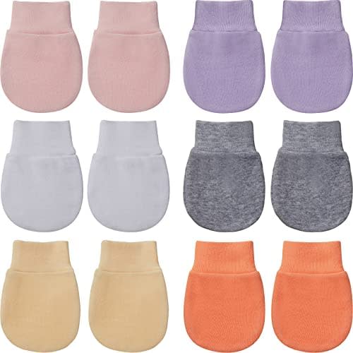 Geyoga 6 Pairs Newborn Baby Mittens No Scratch Gloves Infant Toddler Anti Scratch Essentials Unisex for 3-9 Months Girls Boys