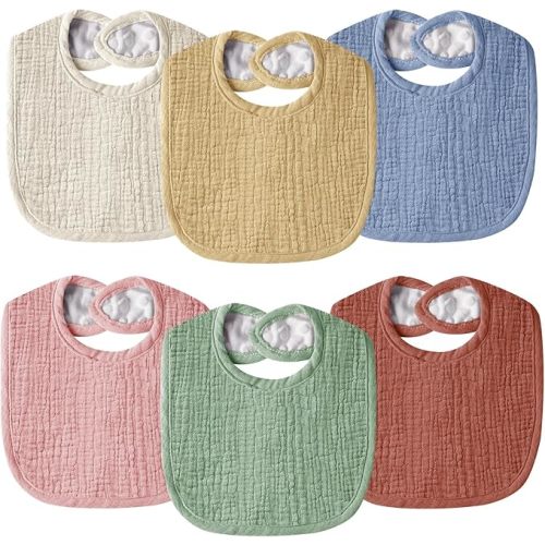 Muslin Baby Bibs for Unisex Boys Girls, Cotton Drool Bibs, Adjustable Newborn Bibs for Drooling and Teething
