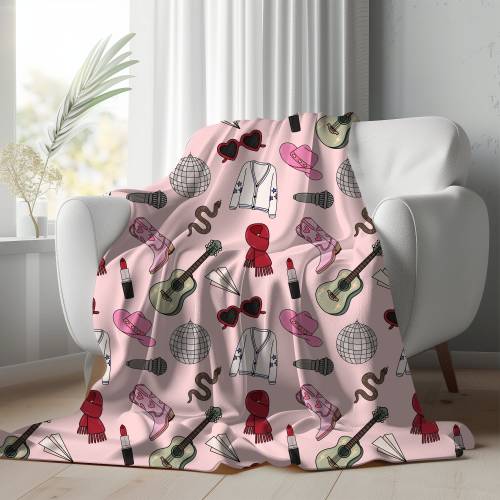 Pink Taylor Swift Inspired Cozy Blanket - Swiftie Gift, Soft and Warm, Fearless, Folklore, Red, Speak Now, Lover, 1989, Evermore, Reputation