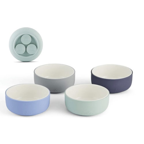 Porcelain Bowl with Silicone Suction Sleeves