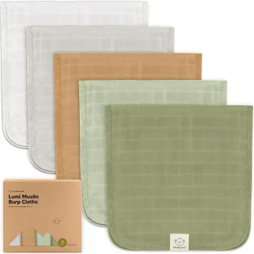 5-Pack Cotton Muslin Burp Cloths Baby Girls, Boys - Soft & Absorbent Spit Up Burp Rags, Large Muslin Towel, Cotton Wash Cloths for Babies, Newborn, Infant, No Shrink, Durable, Neutral (Pine)