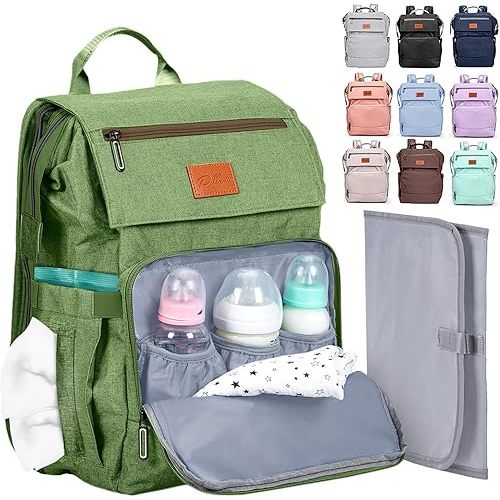 PILLANI Baby Diaper Bag Backpack - Large Bag for Boys & Girls - Diaper Backpack - Travel Diaper Bags with Changing Pad - Baby Registry Search Stuff & Shower Gifts - Newborn Essentials Must Haves Mom