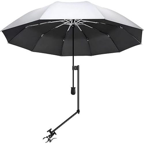 UPF 50+ UV Protection Beach Umbrella with Adjustable Universal Clamp
