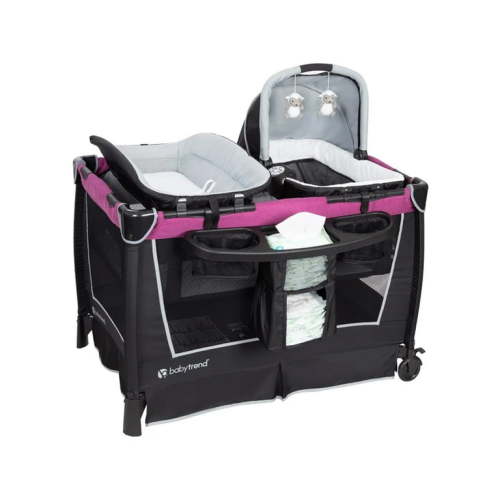 Baby Trend Deluxe Retreat Nursery Center - Portable Playpen with Bassinet & Changing Table, Purple