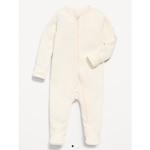 Ribbed 2-Way-Zip Sleep & Play Footed One-Piece for Baby - Color: Creme de la Creme, 
Size: 0-3 months