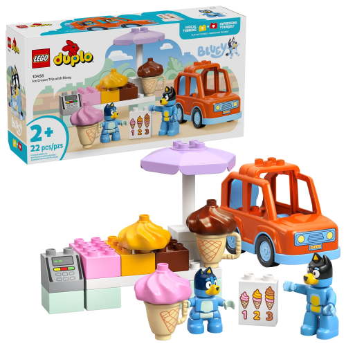 LEGO DUPLO Bluey Ice Cream Trip with Bluey - Toddler Toy For Boys and Girls Ages 2+ - Includes Bluey Figure and Ice Cream Toy Stand - Sensory Toy for Pretend Play - Preschool Gift Idea - 10458