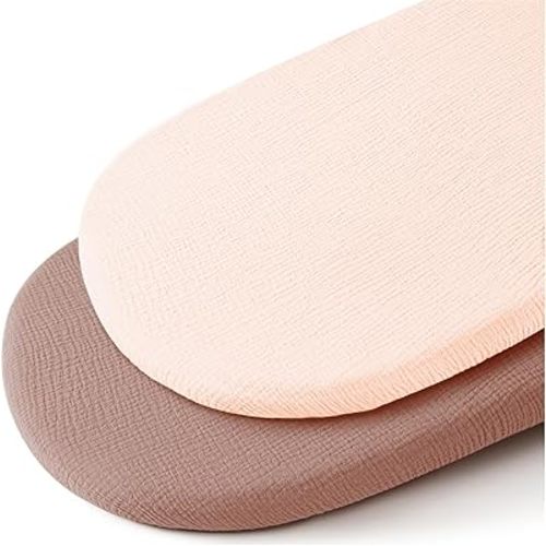 Muslin Bassinet Sheets for Baby Boy Girl,Breathable Baby Bassinet Sheets Fitted for Bassinet,Oval Rectangle,Hourglass,Bassinet Mattress/Pad,Soft Cotton 2 Pack