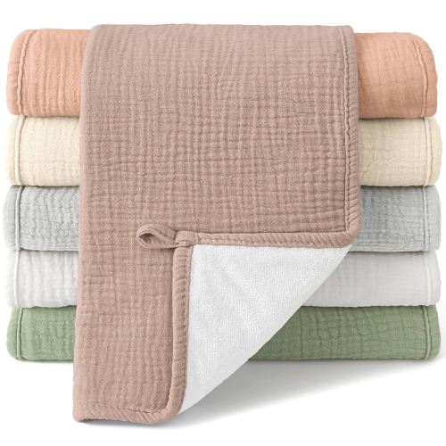 Bearmoss 100% Cotton Muslin Burp Cloths Sets 6 Pack 20x10inch Large Burping Clothes Extra Soft Absorbent for Newborn Unisex Baby Girls and Boys (Autumn)