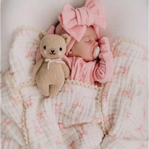 Gauze Lace Blanket | Pink Bows * MARCH PRE-ORDER*