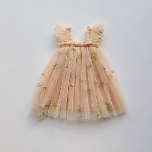 Toddler Ruffled Tulle Embroidered Flower Dress