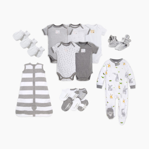 Burt's Bees Baby Organic Cotton Newborn Essentials Bundle - Gray, 0-3M